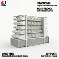 Rak Display Toko Permen Berkualitas Baik, Ringan, Dua Sisi, Unit Rak Supermarket, Stand Display B15 Metalik