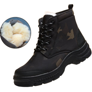 Botas de nieve para hombre, negras, camuflaje, forradas de lana, cálidas, de tacón medio, para adultos - Product Image 2