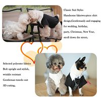 Costume de cérémonie de mariage pour petits chiens et chats, design à nœud papillon et revers, costume de smoking formel noir pour animaux de compagnie