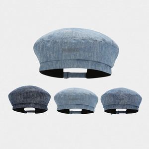 Korean Version Fashion Embroidered Letter Denim <b>Painter</b> Hat Autumn Women Lady Beret Hat - Product Image 2