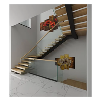 Maison Métal Bois Verre trempé Garde-corps Escalier Mono Stringer Escalier pour Loft Duplex
