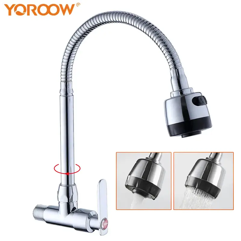 Thiết kế hiện đại OEM Bồn Rửa Nhà Bếp tap lỗ duy nhất xử lý nước lạnh kéo ra vòi nước treo tường kẽm cơ thể với đồng thau