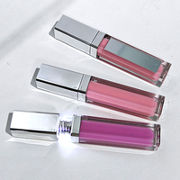 Grossiste en cosmétiques, tube de gloss à lèvres de 6,5 ml avec lumière LED et miroir, marque privée, rouge à lèvres liquide végétalien, gloss à lèvres brillant