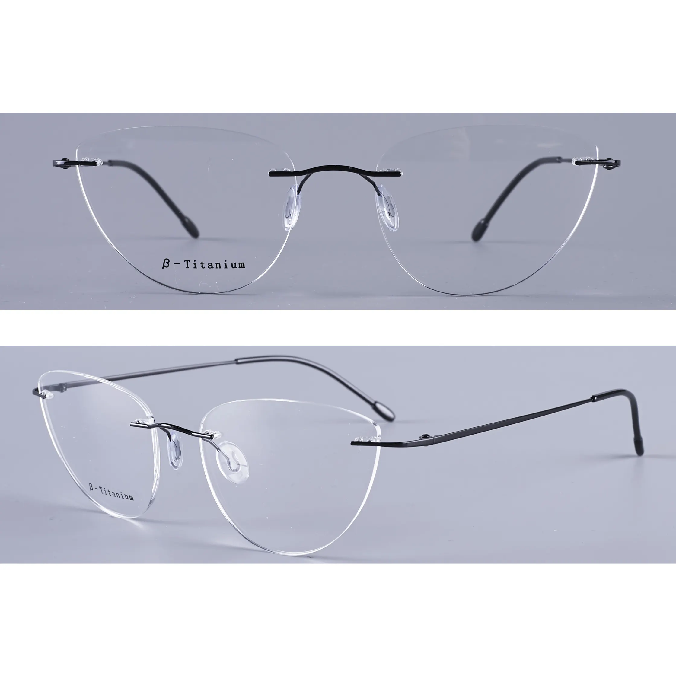 Китай Оптовая Продажа Профессиональные пользовательские металла титана оптический бескаркасные очки для глаз