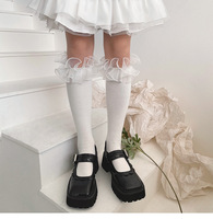 Nouvelles chaussettes plissées en dentelle grande taille pour filles, en coton, style Lolita, mignonnes, pour femmes, chaussettes hautes tutu 2026