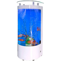 Aquarium en verre semi-circulaire moderne de luxe avec système de filtration par pompe au fond, réservoir à poissons transparent et écologique pour salon