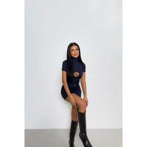 ชุดเดรสคลับสีกรมท่าพร้อมเข็มขัด สง่างามและมีสไตล์ - Product Image 1