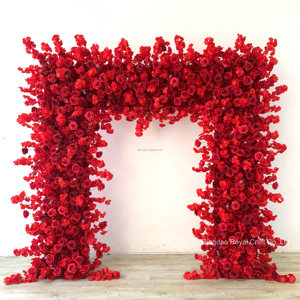 Toile de fond de fleurs artificielles, arrangements floraux en soie entièrement blancs faits à la main, mur de fleurs, arche de mariage pour la décoration d'événements de mariage - Product Image 5