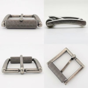 Vintage Gunmetal Zinc Alloy Pin <b>Buckle</b> Rectangular Textured <b>Belt</b> Hardware - Product Image 1