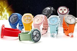 Bracelet de montre en caoutchouc tissé à extrémités courbes avec surpiqûres pour Omega X <span class=keywords><strong>Swatch</strong></span> Speedmaster <span class=keywords><strong>Moonswatch</strong></span> 20 mm - Product Image 3