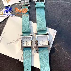 Reloj de Mujer de Lujo de Diseño 2025 de la Marca H, Analógico, con Esfera Cuadrada de Cristal de Zafiro, Correa de Cuero Italiano, Cuarzo, para Negocios - Product Image 4