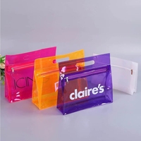 Pochette cosmétique transparente en PVC de couleur bonbon avec logo personnalisé, pour le soin de la peau, le rangement de maillots de bain, fermeture éclair, sac à maquillage