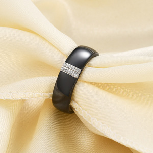 Anillo de Cerámica de 6 mm con Incrustaciones de Circonio, Anillo de Boda Unisex, Joyería Blanca y Negra - Product Image 4