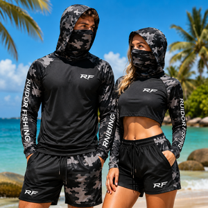 <span class=keywords><strong>Ropa</strong></span> de Pesca para Hombre OEM ODM. Sudadera con Capucha de Pesca Negra Personalizada, <span class=keywords><strong>Ropa</strong></span> de Playa con Protección Solar UPF 50+, Camisa Transpirable y Ligera - Product Image 1