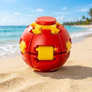 Balle de puzzle transformable rouge et jaune, jouet anti-stress, sphère pliable, jeu de bureau pour enfants et adultes - Product Image 2