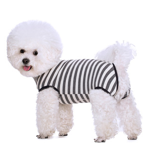Combinaison fine rayée pour animaux de compagnie, couvrant entièrement le corps, à quatre pattes, pour les caniches, les bichons, les chiens Teddy - Product Image 1