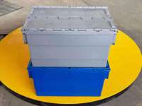 Boîtes de rangement, caisses de déménagement, conteneurs en plastique robuste avec couvercle coulissant, empilables, recyclables, paniers de rangement en maille