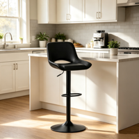 Chaise de bar noire minimaliste moderne, réglable en hauteur, pivotante, pour comptoir de cuisine et mobilier de bistrot