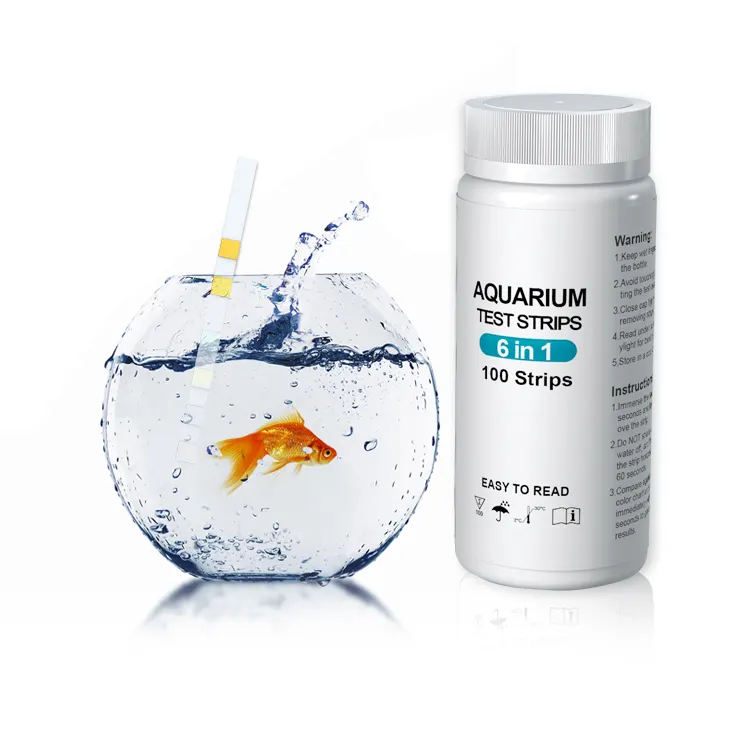 Aquarium PH Härte Teststreifen Kit Aquarium Wasser Gesamt alkali nität Teststreifen 6 in 1 100 Streifen pro Plastik flasche