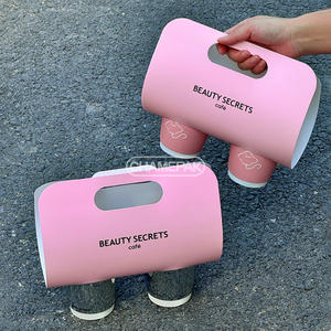 Porte-gobelets en papier pour boissons à emporter Porte-gobelets en papier jetables Porte-gobelet double pour café et thé au lait Porte-plateau - Product Image 2