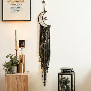 Atrapasueños De Luna tejido hecho a mano, colgante de pared de macramé bohemio para decoración del hogar, ornamento artesanal, regalo para dormitorio - Product Image 2