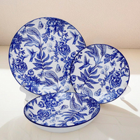 Ensemble de 12 assiettes à dîner en porcelaine de Chine au design moderne de luxe, utilisables au micro-ondes, vaisselle de table pour la maison, vente en gros de bols en céramique