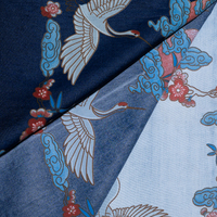 Tissu denim imprimé Crane 30S 100% Lyocell Écologique Garçons & Filles Doux Léger Couleurs Vives Échantillon Personnalisé Rapide 300M MOQ OEM