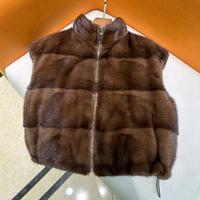 Koreanischer Damen-Wintermantel mit Doppelfunktion, Wendbare Kurze Steppjacke, Ärmellose Strickweste aus Echtem Nerzfell