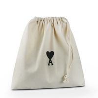 Sac en coton imprimé cœur, pochette en toile sergé douce avec cordon de serrage, logo personnalisé, sac de courses réutilisable léger, emballage pour bijoux