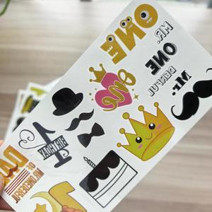 Nouveaux autocollants de tatouage temporaire imperméables et écologiques pour bébés, motifs colorés pour le 1er anniversaire, 8 feuilles, pour fêtes et art corporel - Product Image 4