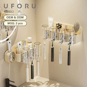 UFORU Soporte Portátil para Cepillo de Dientes con Dispensador de Pasta Dental y Vasos, Montado en la Pared - Product Image 1