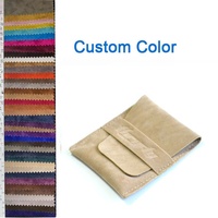 Pochette de luxe en suède avec rabat, petit format, logo gaufré, pour bijoux et bagues