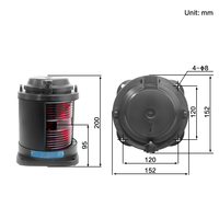 CXH2-21P Feu de navigation portuaire marin rouge, visibilité 2 NM, 112,5 °   Support de lampe BAY15d étanche IP56 12V/24V 25W pour navires