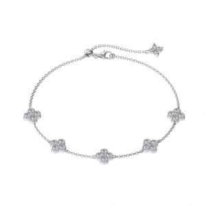 Dylam Hot Selling 925 Sterling <b>Silver</b> 14K Gold Rhodium Plated Link Chain Lucky Four Leaf Clover Flower <b>Bangles</b> <b>Bracelets</b> - Product Image 1