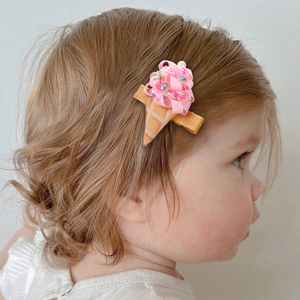 CN 2PC/가방 미니 5cm 만화 아이스크림 디자인 헤어 클립 달콤한 리본 헤어 보우 클립 어린이 소녀 - Product Image 6