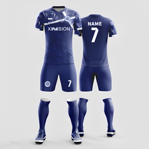 Vente en gros de kits de football personnalisés en sublimation 100% polyester à col en V et manches courtes pour garçons, ensemble uniforme de football pour enfants OEM ODM - Product Image 2