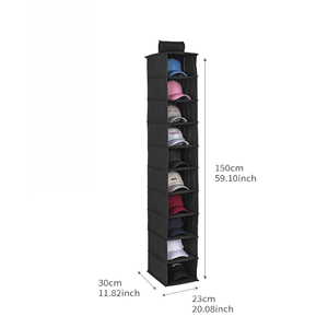 <span class=keywords><strong>Porte</strong></span>-chapeaux suspendu pour <span class=keywords><strong>placard</strong></span>, organisateur de casquettes à 10 étagères avec housse anti-poussière, supports de rangement - Product Image 5