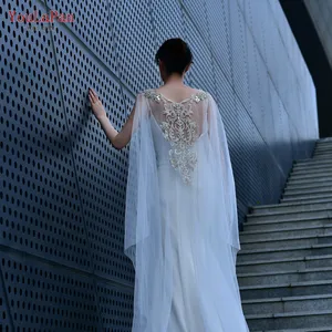 优拉潘VG60新款华丽女性披肩背水钻珠子刺绣新娘婚礼披肩3m长大教堂开衫