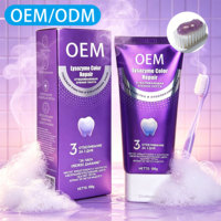 Dentifrice blanchissant violet en gros pour fournisseurs, restaure la couleur des dents, protège l'émail, saveur gardénia
