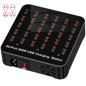 Cargador USB <span class=keywords><strong>C</strong></span> de 300W y 60 Puertos, Estación de Carga Tipo <span class=keywords><strong>C</strong></span> Multidispositivo con Carga Inteligente para Teléfonos, Tabletas y Más - Product Image 1