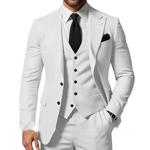 3 件套纯色婚礼男士西装正式新郎燕尾服舞会派对男西装 - Product Image 2