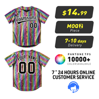 Jersey Baseball Pelangi Desain Baru Berkualitas Tinggi JO, Bernapas, Ukuran Besar, Lengan Pendek, Bordir & Kustomisasi Personal