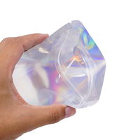 Sac holographique en plastique Mylar, étanche, réutilisable, fermeture éclair, arc-en-ciel, lumière, emballage alimentaire