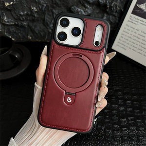 เคสโทรศัพท์มือถือหนัง PU พร้อมขาตั้งโลหะพับได้ รุ่นใหม่ สำหรับ iPhone 17 16 14 13 12ProMax 15Plus ป้องกันแรงกระแทก ฝาหลังแม่เหล็ก - Product Image 2