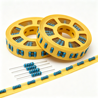 Résistance à film métallique 1/4W, tolérance 1%, pour assemblage de circuits électroniques, à montage traversant, à code couleur, à bornes axiales