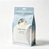 Sachet d'emballage de poudre imprimé sur mesure à huit soudures latérales, pochette à fond plat autoportante avec fenêtre transparente, trou de suspension et fermeture éclair refermable
