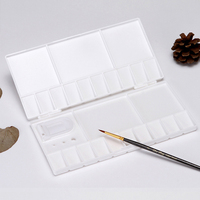Palette de peinture pliable Art Kreation PP25 en plastique blanc rectangulaire avec 25 compartiments et plateau à peinture 20,2x9,8cm