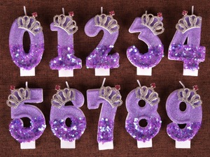 Vela de Cumpleaños Digital 0-9, Hecha a Mano, Color Morado Corona, Decoración Creativa para Pastel, Sin Llama, de Parafina, Ideal para Fiestas - Product Image 5