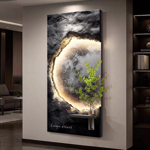Dipinto Decorativo Moderno con Texture Arenaria per Arredamento Casa, Stile Verticale con <span class=keywords><strong>Vaso</strong></span> in Vetro e Murale Illuminato a LED - Product Image 2