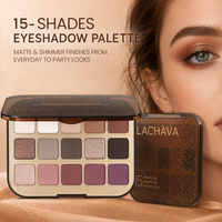 Palette de fards à paupières LACHAVA OEM/ODM 15 teintes, fini mat et scintillant, logo personnalisé, texture soyeuse, facile à estomper, hautement pigmentée, longue tenue